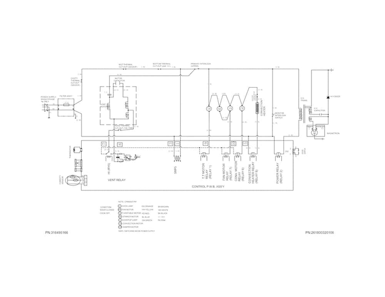 Wiring Diagram Diagram and Parts List for CPBM3077RFB  Frigidaire Microwave