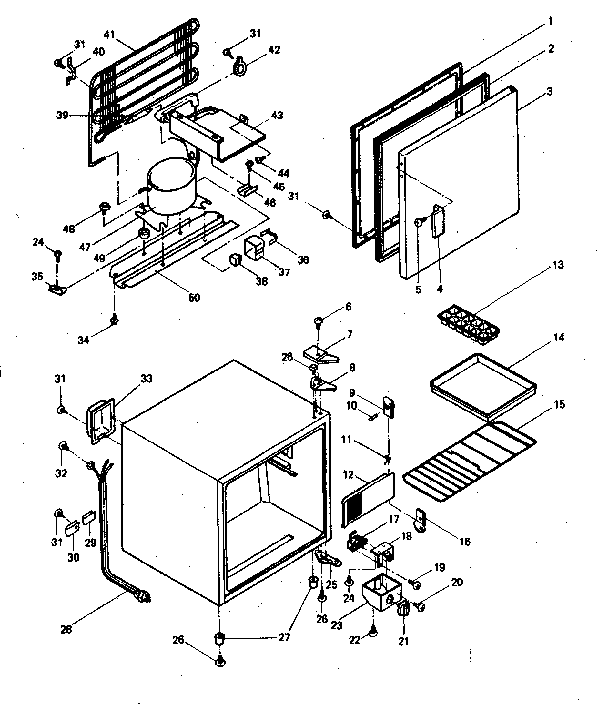 Cabinet Parts Diagram and Parts List for 5648941510  Kenmore Refrigerator