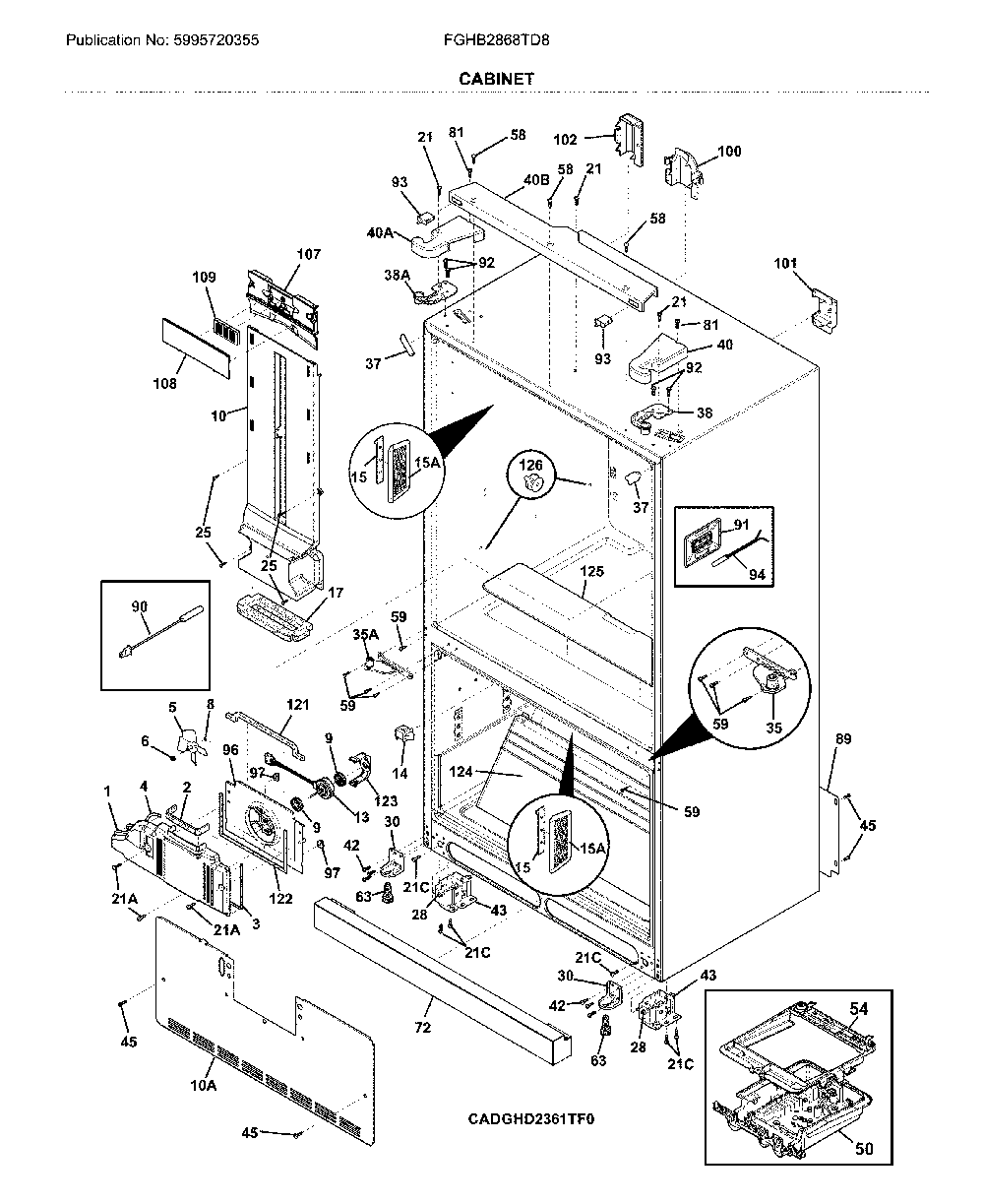 Cabinet Diagram and Parts List for FGHB2868TD8  Frigidaire Refrigerator