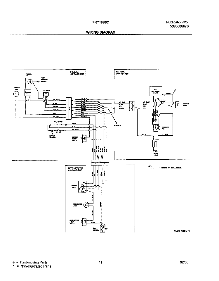 WIRING DIAGRAM Diagram and Parts List for FRT18B6CQ1  Frigidaire Refrigerator