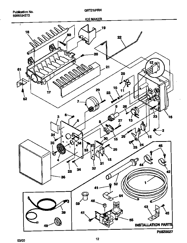 ICEMAKER Diagram and Parts List for GRT21IPRHD5  Gibson Refrigerator