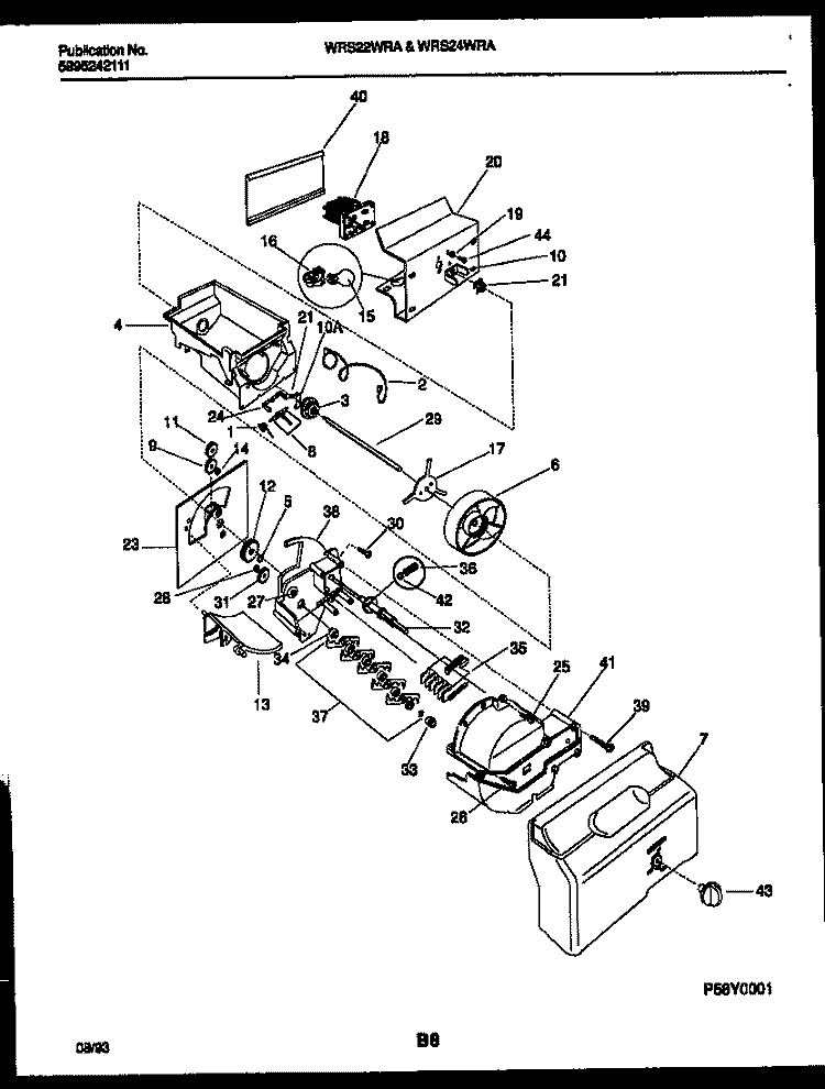 ICE DISPENSER Diagram and Parts List for WRS24WRAW1  Frigidaire Refrigerator