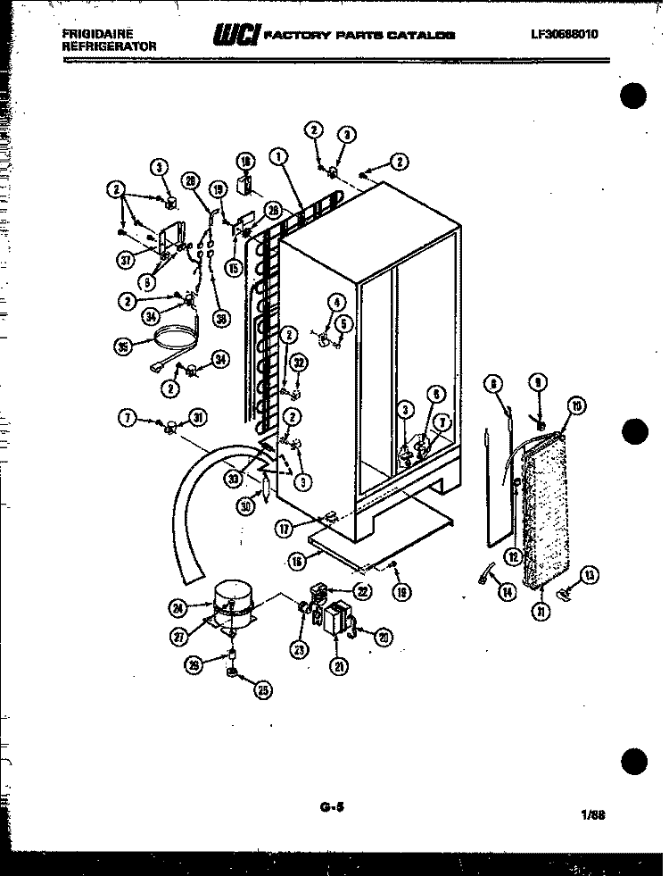 SYSTEM AND AUTOMATIC DEFROST PARTS Diagram and Parts List for FPE22V3AA1  Frigidaire Refrigerator