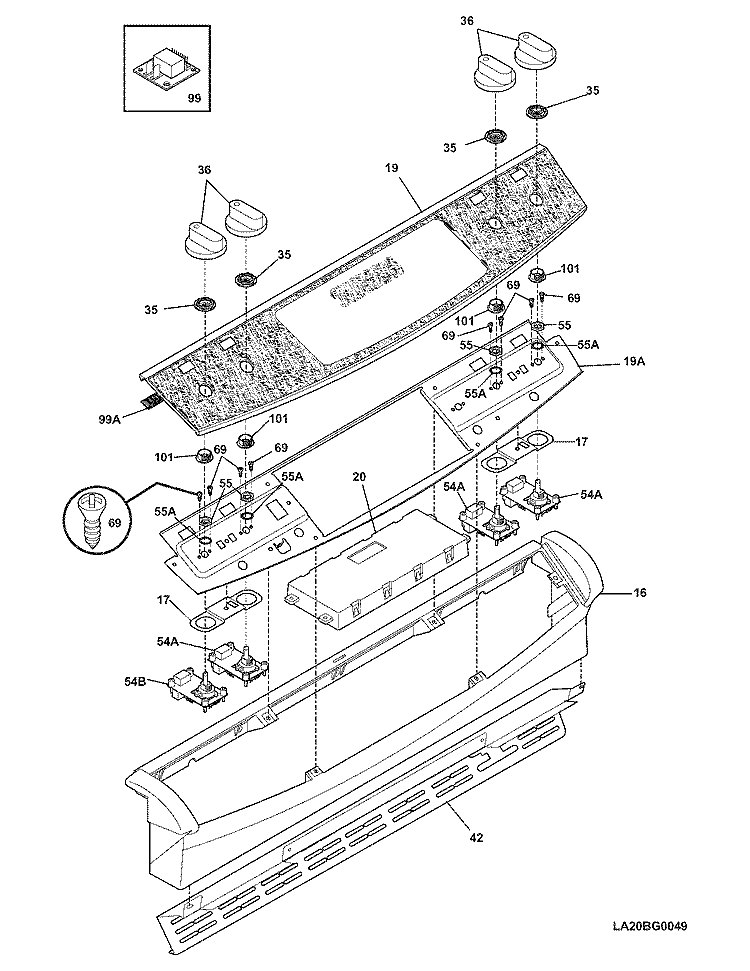 BACKGUARD Diagram and Parts List for PLES389ECD  Frigidaire Range