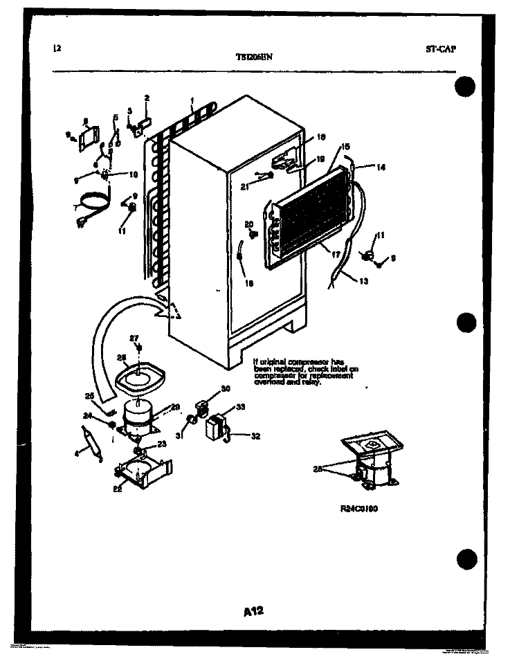 SYSTEM AND AUTOMATIC DEFROST PARTS Diagram and Parts List for TSI206EN4D  Kelvinator Refrigerator