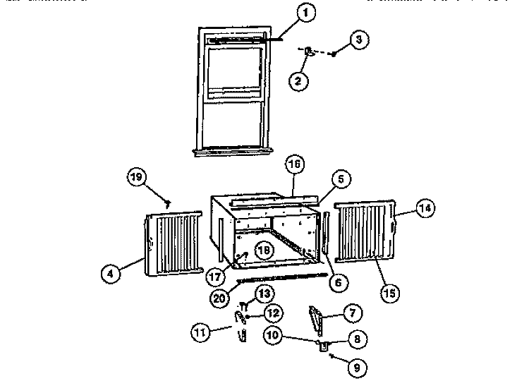 WINDOW MOUNTING PARTS Diagram and Parts List for FAS147P1A1  Frigidaire Air Conditioner