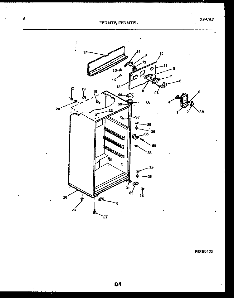 CABINET PARTS Diagram and Parts List for FPD14TPLH0  Frigidaire Refrigerator
