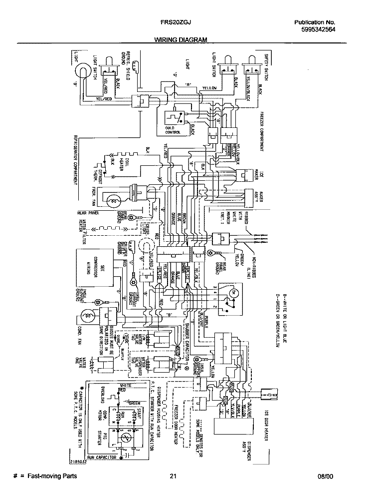 WIRING DIAGRAM Diagram and Parts List for FRS20ZGJD1  Frigidaire Refrigerator