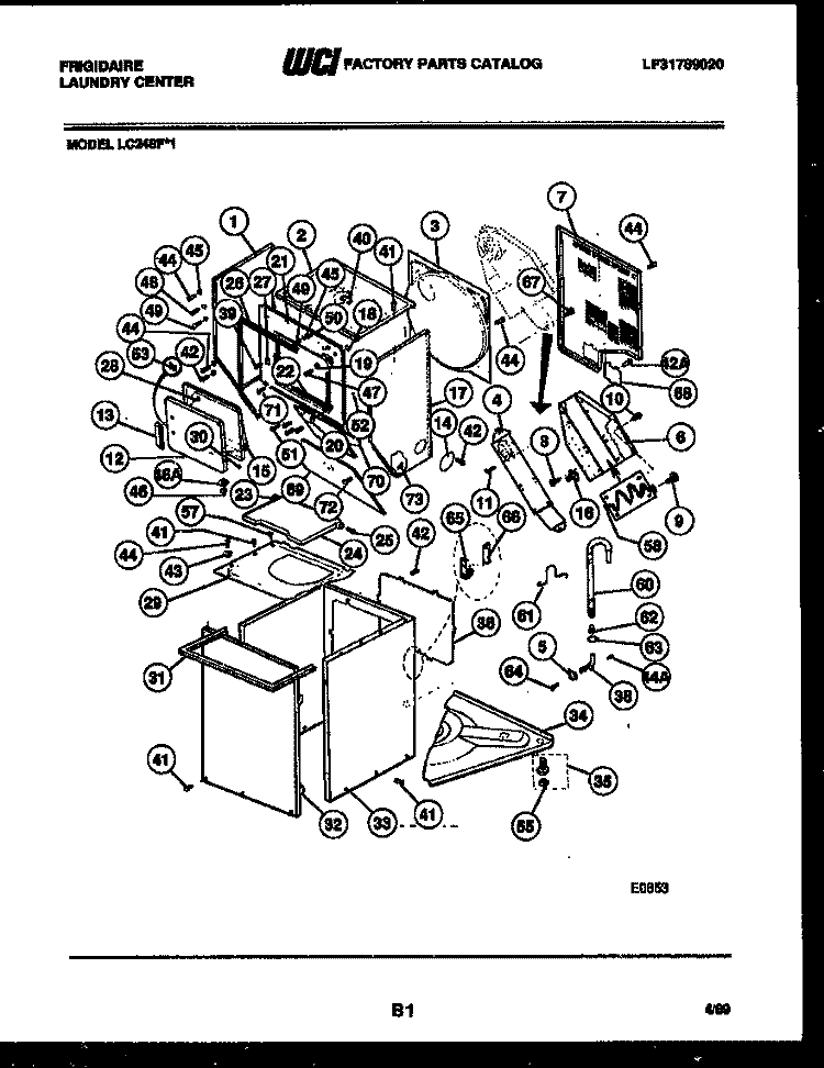 CABINET PARTS AND HEATER Diagram and Parts List for LC248H1  Frigidaire Washer