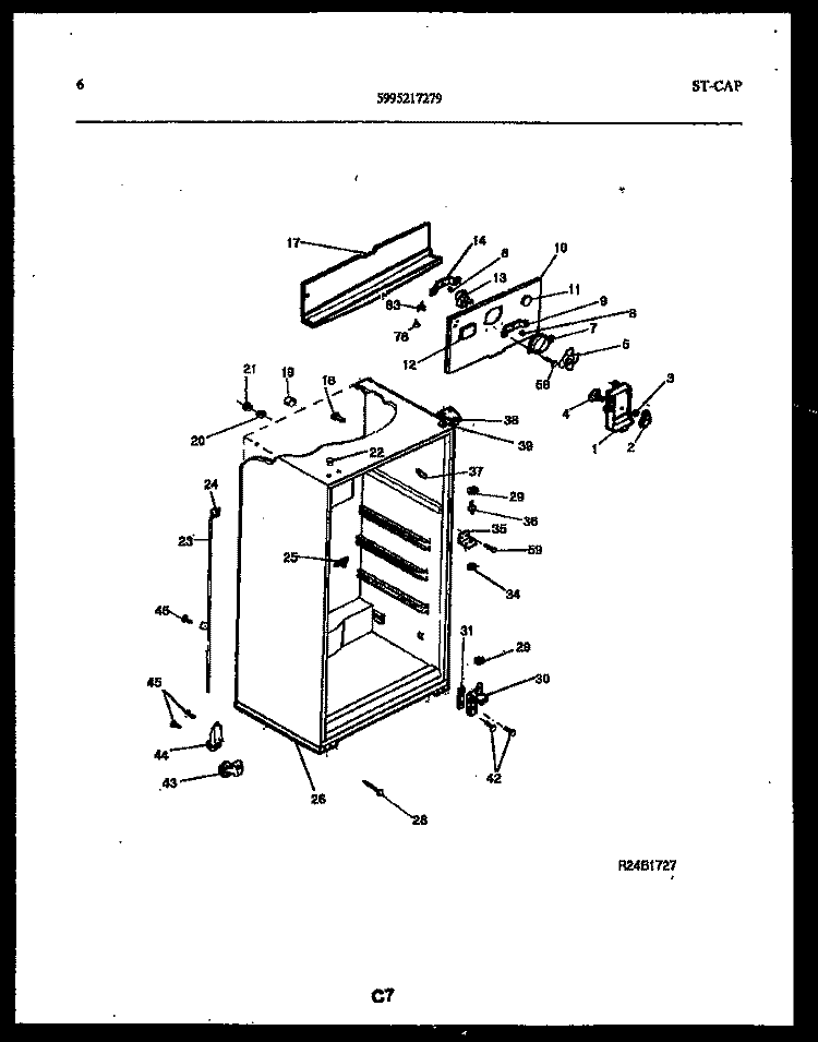 CABINET PARTS Diagram and Parts List for GTL160BK1  Frigidaire Refrigerator