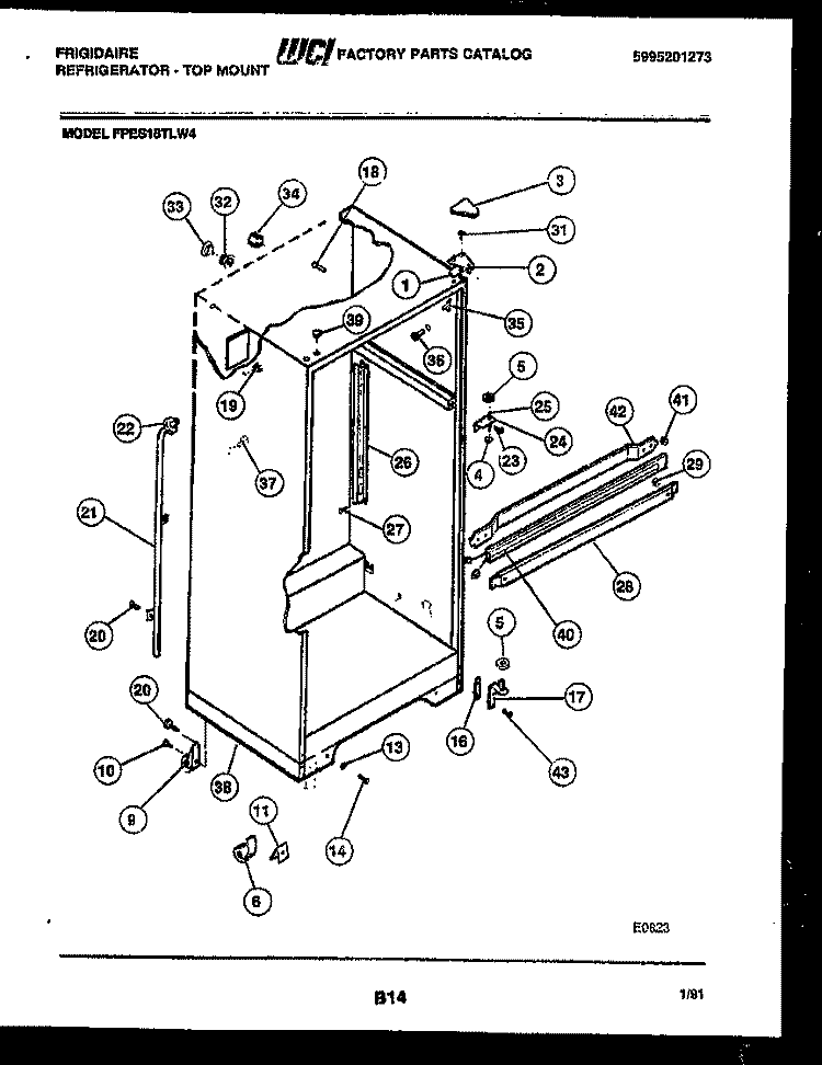 CABINET PARTS Diagram and Parts List for FPES18TLL4  Frigidaire Refrigerator