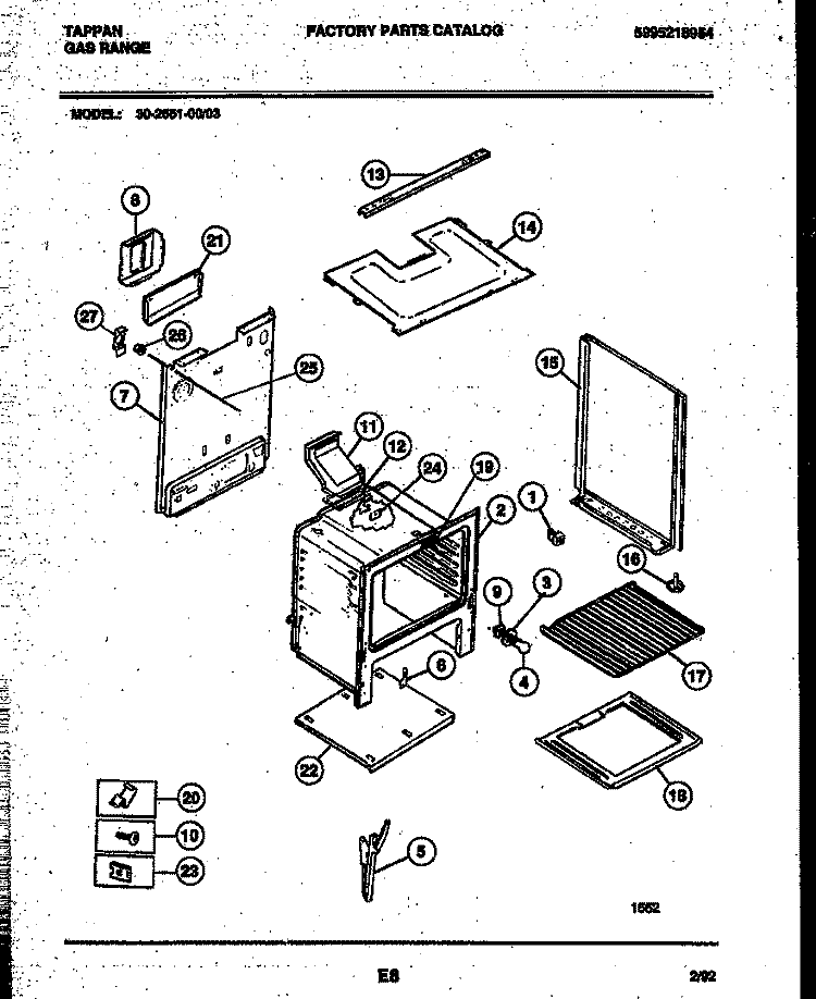 BODY PARTS Diagram and Parts List for 30-2551-23-03  Tappan Range