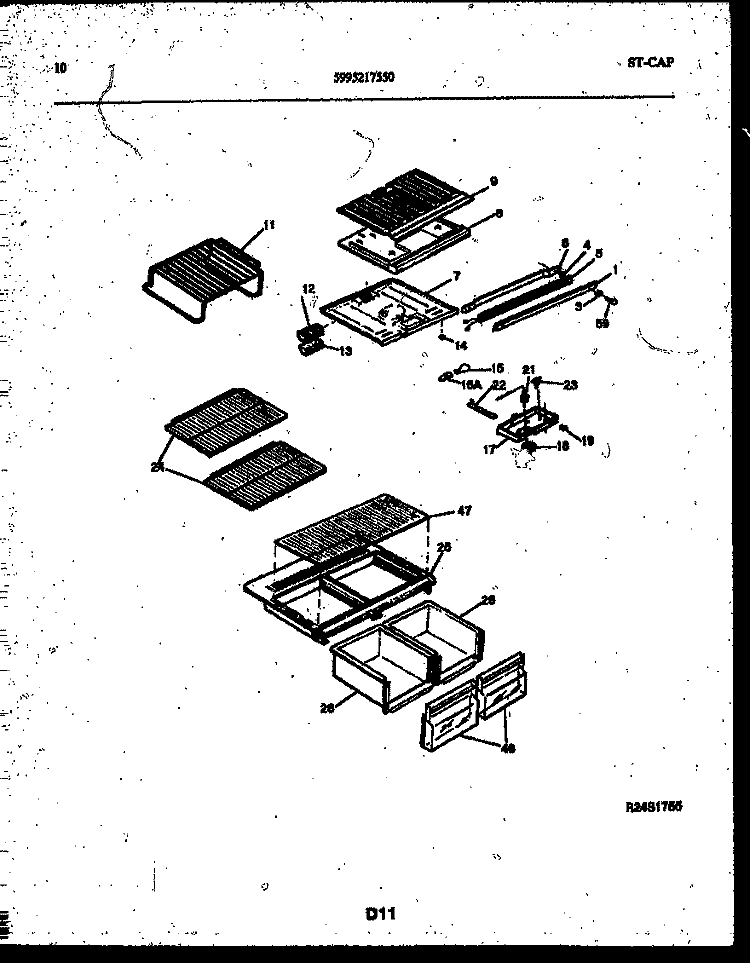 SHELVES AND SUPPORTS Diagram and Parts List for ATG175NCD0  Frigidaire Refrigerator