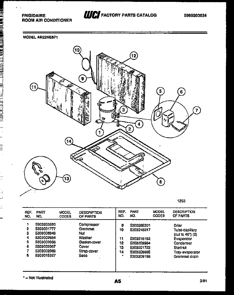 SYSTEM PARTS Diagram and Parts List for AR22NE5P1  Frigidaire Air Conditioner