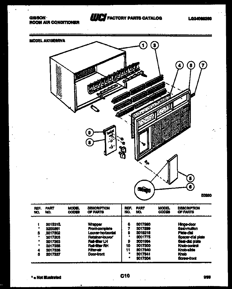 CABINET PARTS Diagram and Parts List for AK18E6RVA  Gibson Air Conditioner