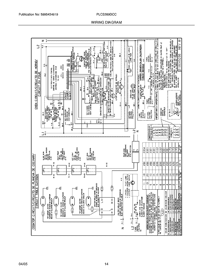 WIRING DIAGRAM Diagram and Parts List for PLCS389DCC  Frigidaire Range