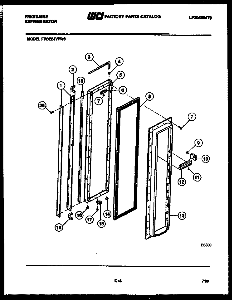 FREEZER DOOR PARTS Diagram and Parts List for FPCE24VFA0  Frigidaire Refrigerator
