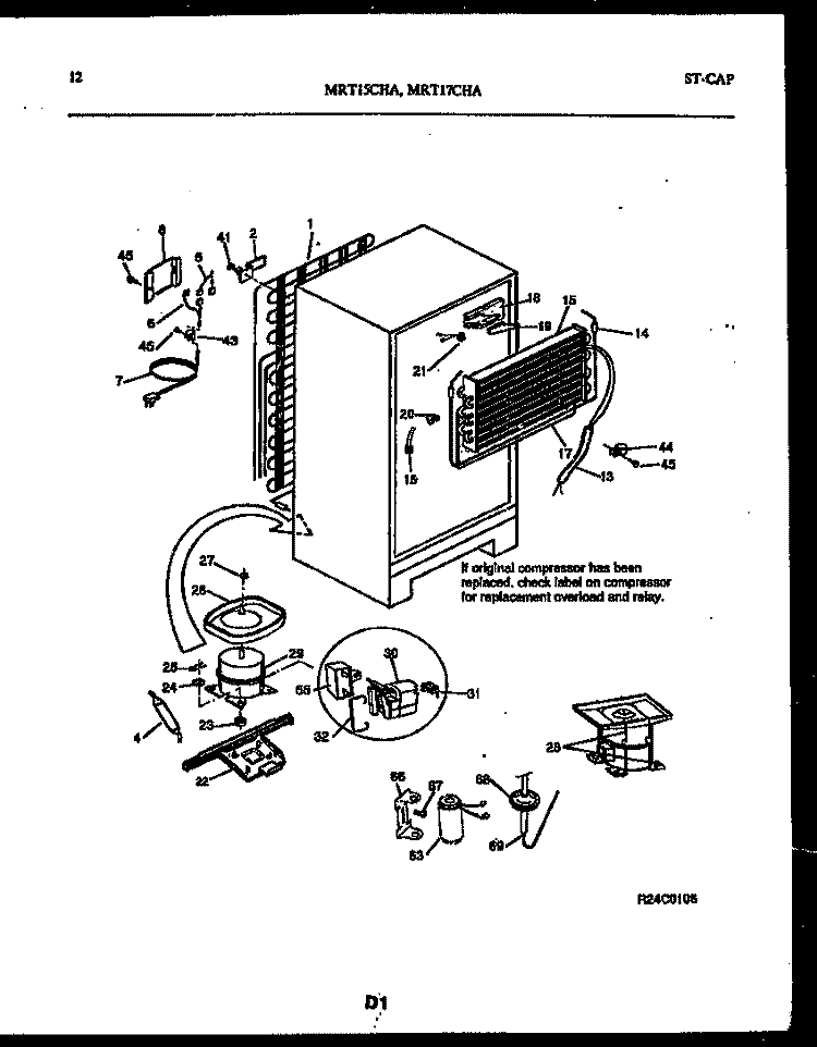 SYSTEM AND AUTOMATIC DEFROST PARTS Diagram and Parts List for MRT15CHAY0  Uni Refrigerator