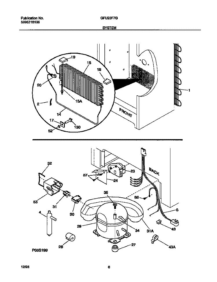SYSTEM Diagram and Parts List for GFU20F7GW2  Gibson Freezer