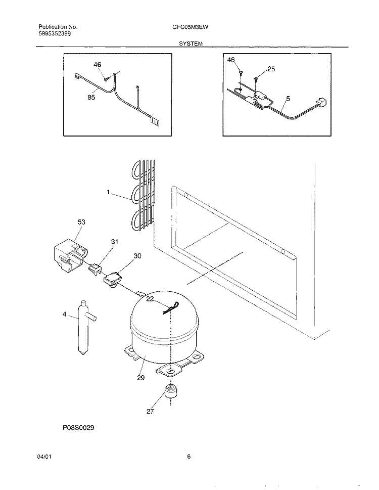 SYSTEM Diagram and Parts List for GFC05M3EW5  Gibson Freezer