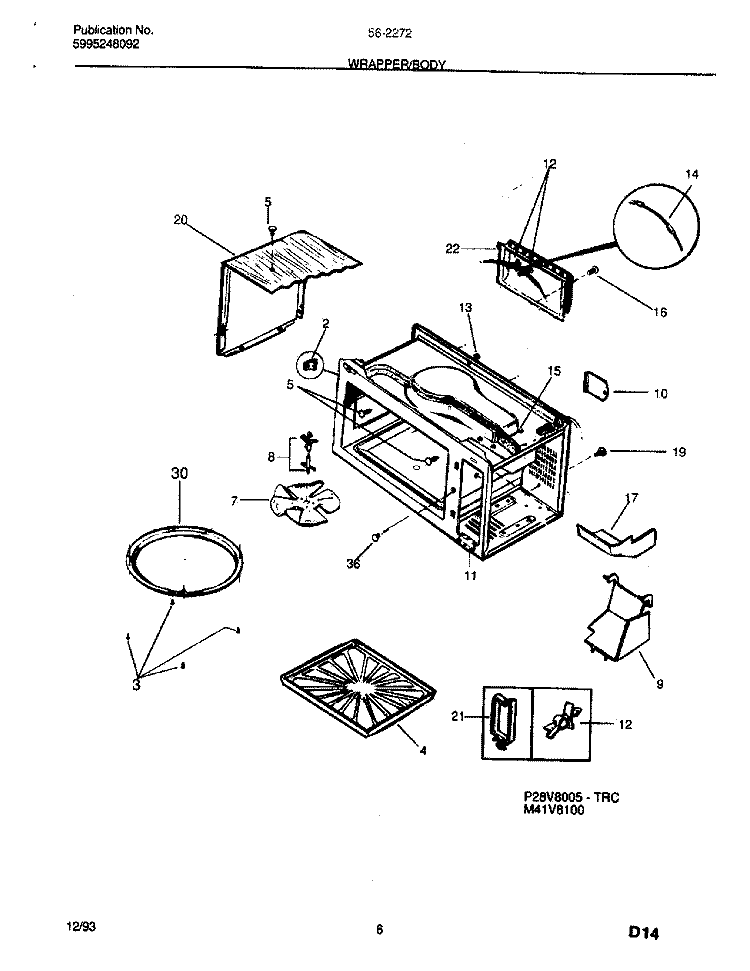WRAPPER Diagram and Parts List for 56-2272-10/02  Frigidaire Microwave