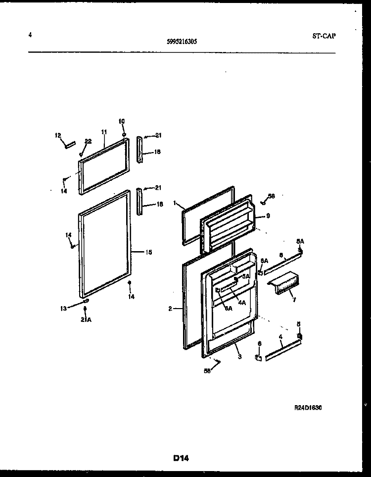 DOOR PARTS Diagram and Parts List for FPD17TLPH1  Frigidaire Refrigerator