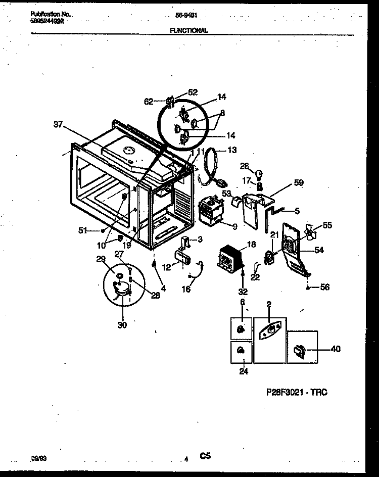 FUNCTIONAL PARTS Diagram and Parts List for 56-9431-10-06  Tappan Microwave