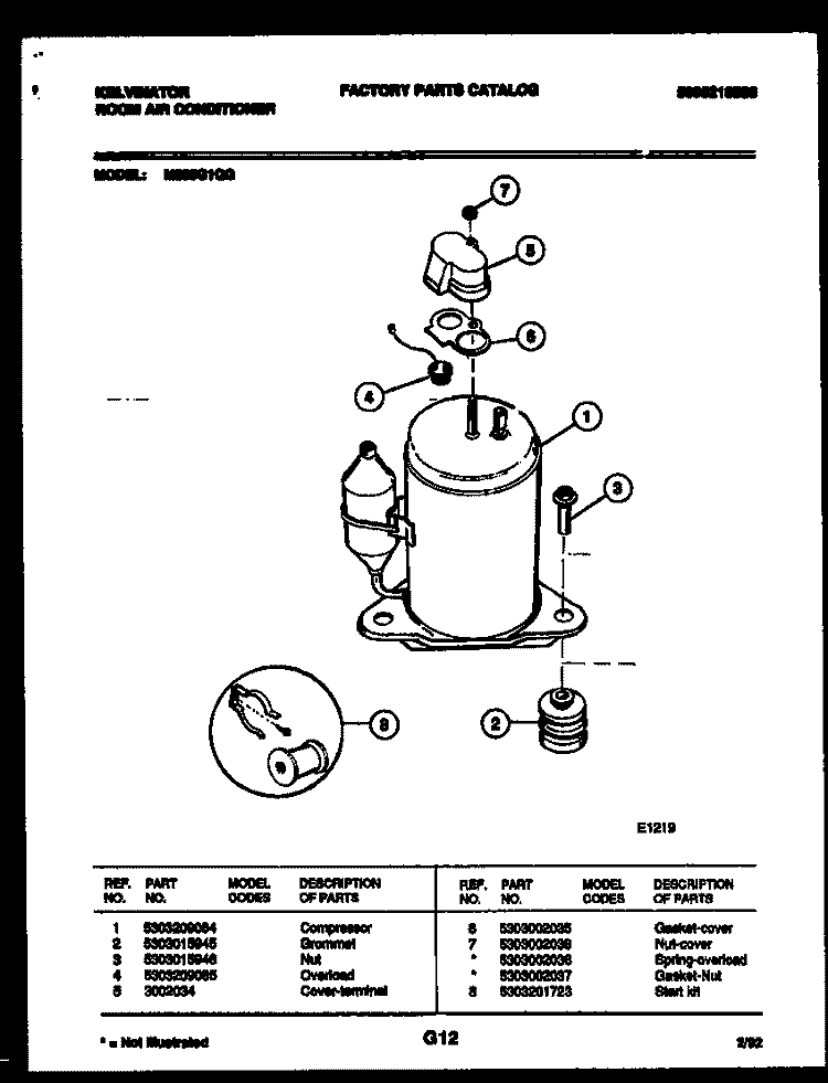 COMPRESSOR Diagram and Parts List for M205G1QG  Kelvinator Air Conditioner