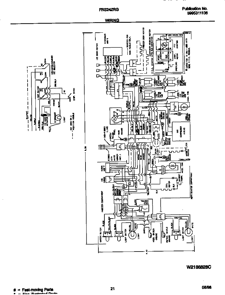 WIRING DIAGRAM Diagram and Parts List for FRS24ZRGW0  Frigidaire Refrigerator