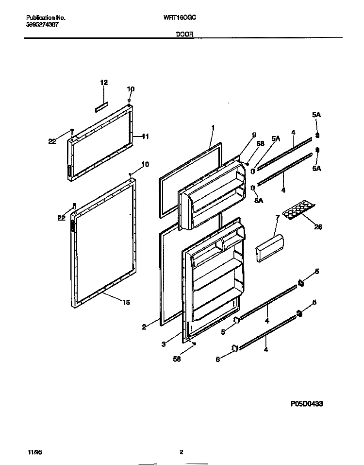 DOOR Diagram and Parts List for WRT16CGCD2  Frigidaire Refrigerator