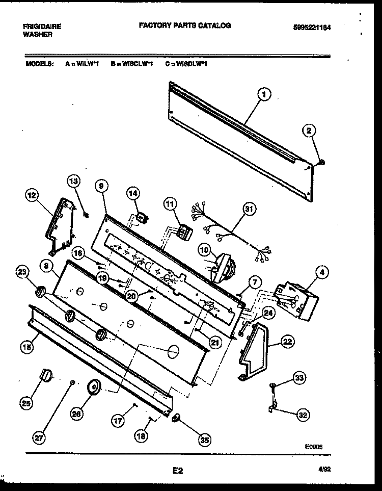 CONSOLE AND CONTROL PARTS Diagram and Parts List for WISCLW1  Frigidaire Washer