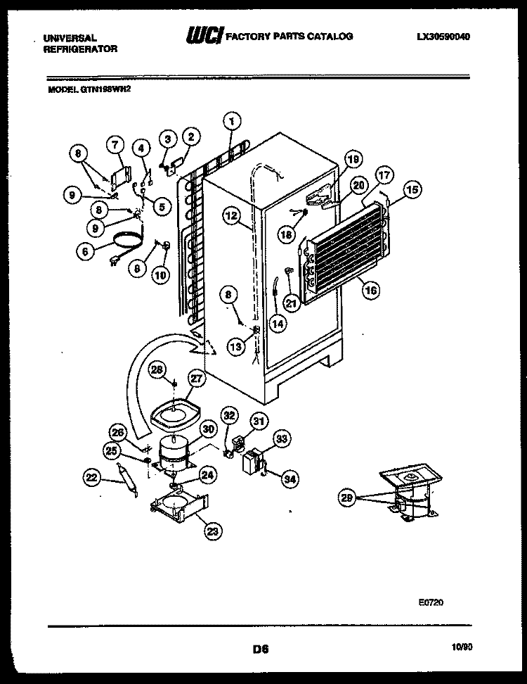 SYSTEM AND AUTOMATIC DEFROST PARTS Diagram and Parts List for GTN198CH2  Frigidaire Refrigerator