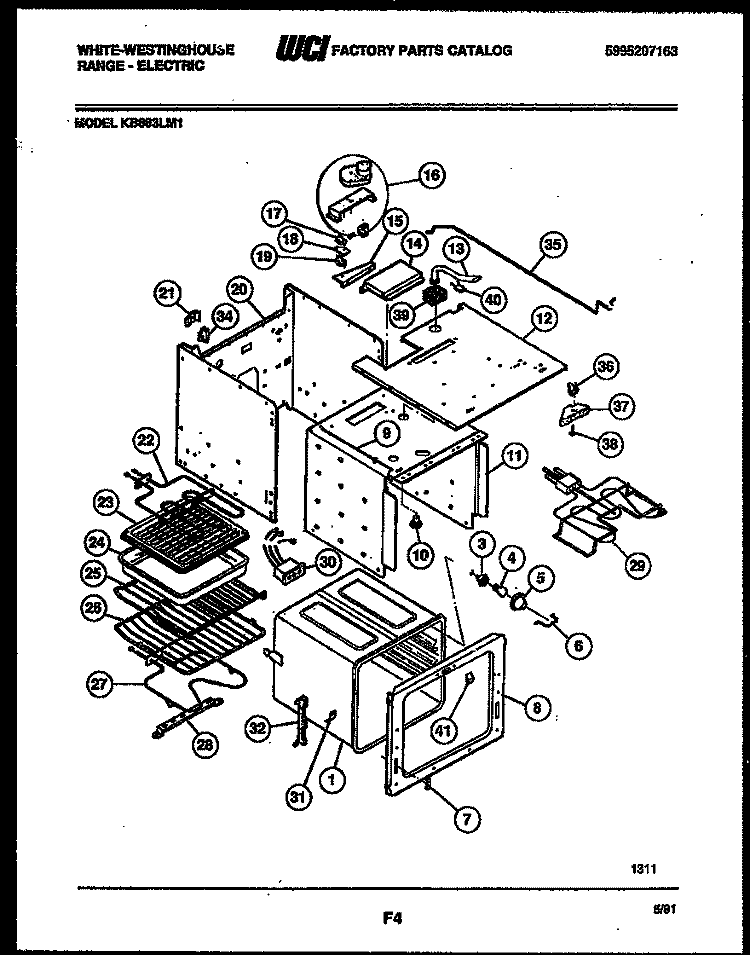 BODY PARTS Diagram and Parts List for KB883LM1  Frigidaire Wall Oven