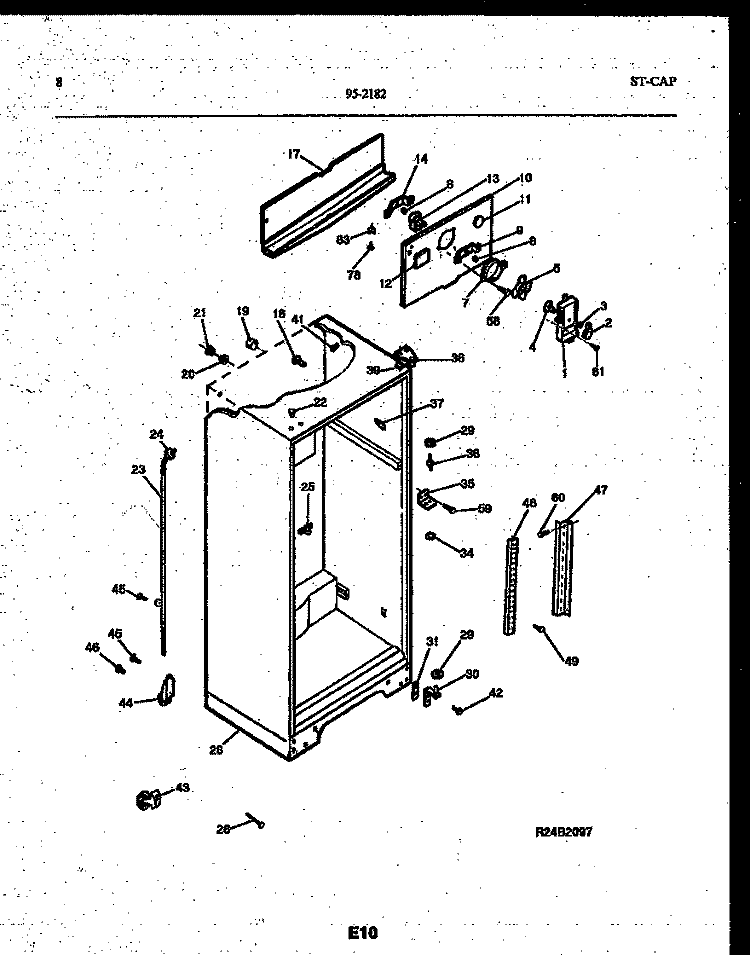 CABINET PARTS Diagram and Parts List for 95-2182-23-00  Tappan Refrigerator