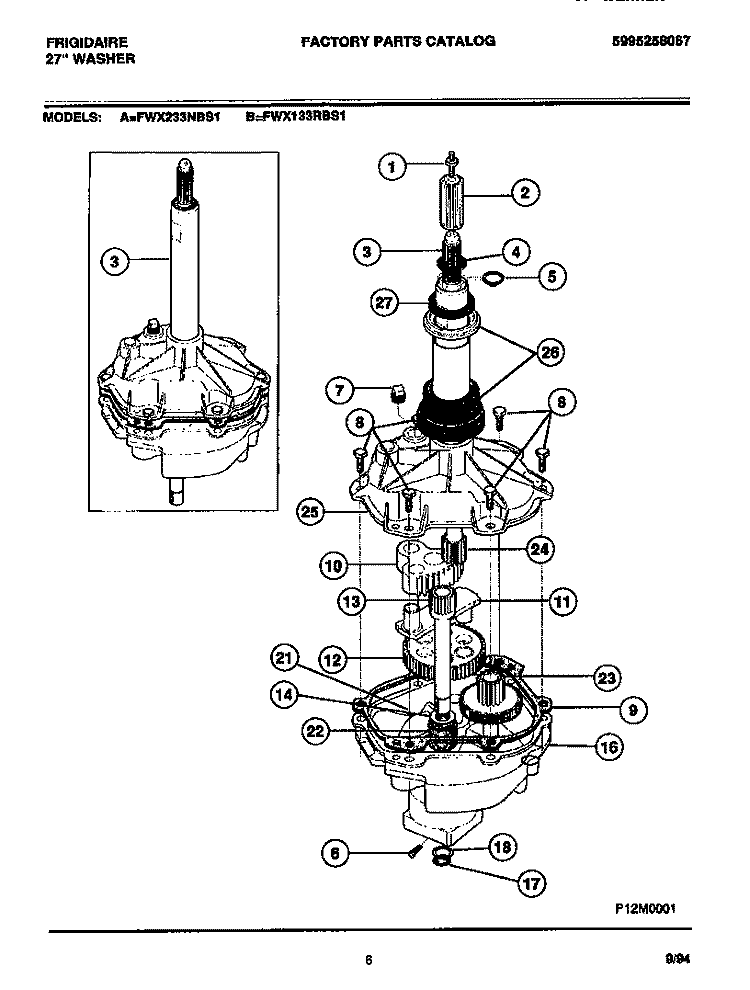 TRANSMISSION Diagram and Parts List for FWX133RBS1  Frigidaire Washer