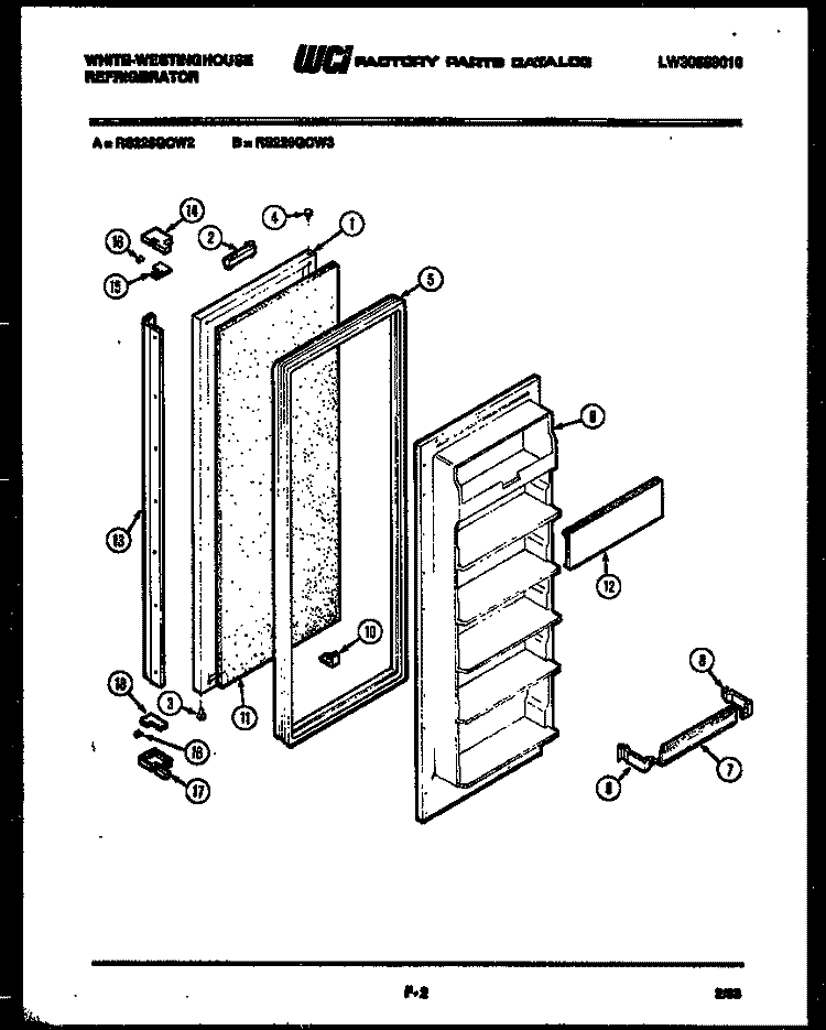 FREEZER DOOR PARTS Diagram and Parts List for RS226GCH3  Frigidaire Refrigerator