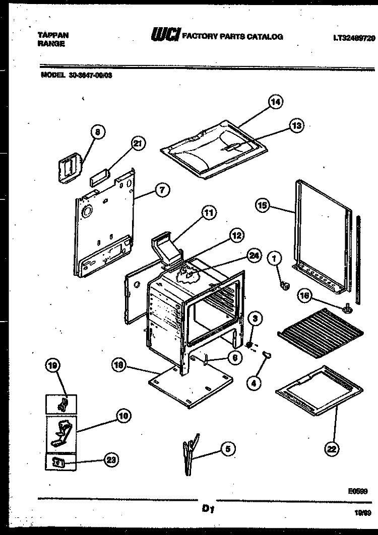 BODY PARTS Diagram and Parts List for 30-3647-66-03  Tappan Range