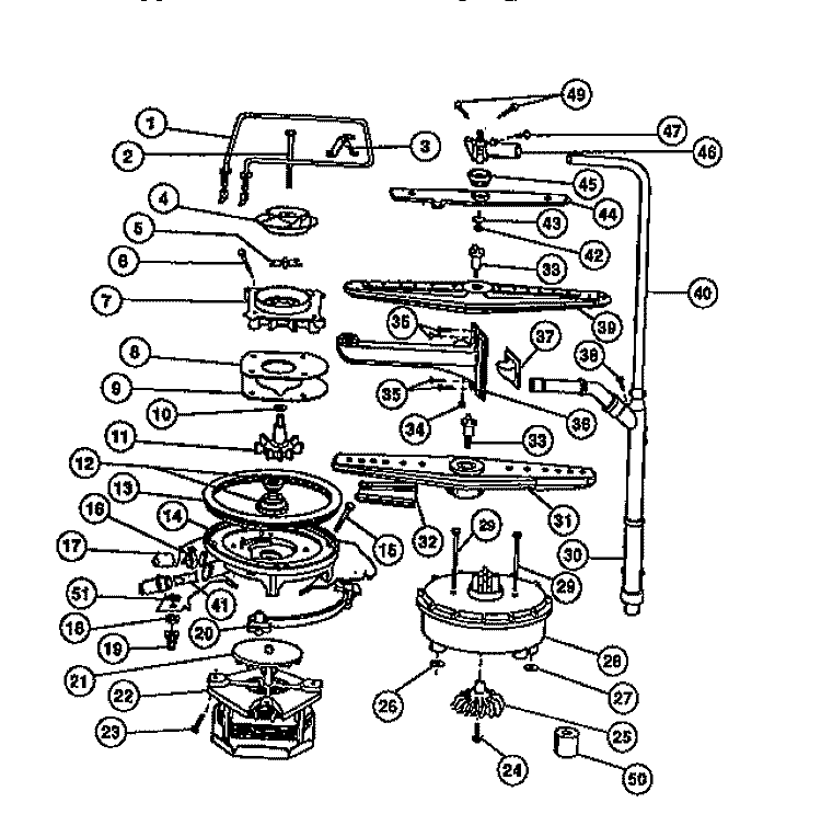 MOTOR Diagram and Parts List for DW5900PW1  Frigidaire Dishwasher