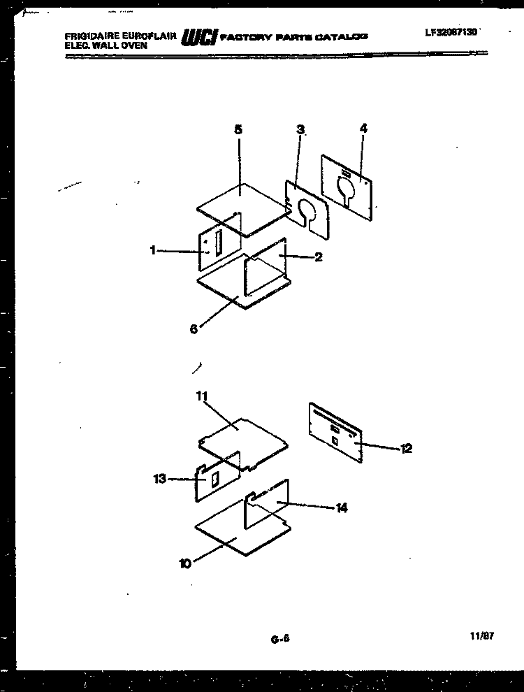 INSULATION PARTS Diagram and Parts List for RGCF97EW  Frigidaire Wall Oven