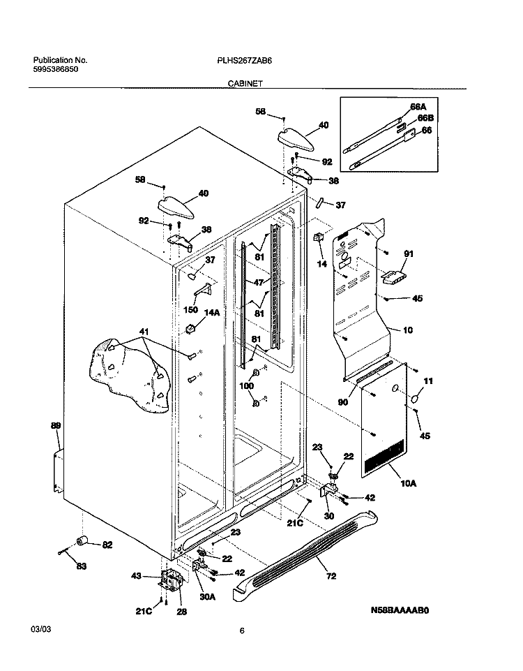 CABINET Diagram and Parts List for PLHS267ZAB6  Frigidaire Refrigerator