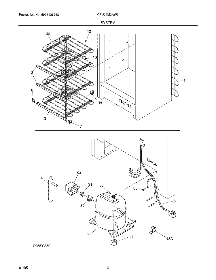 SYSTEM Diagram and Parts List for CFU09M2AW9  Uni Freezer