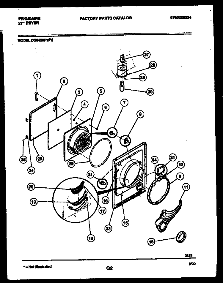 DOOR PARTS Diagram and Parts List for DG6420RW2  Frigidaire Dryer