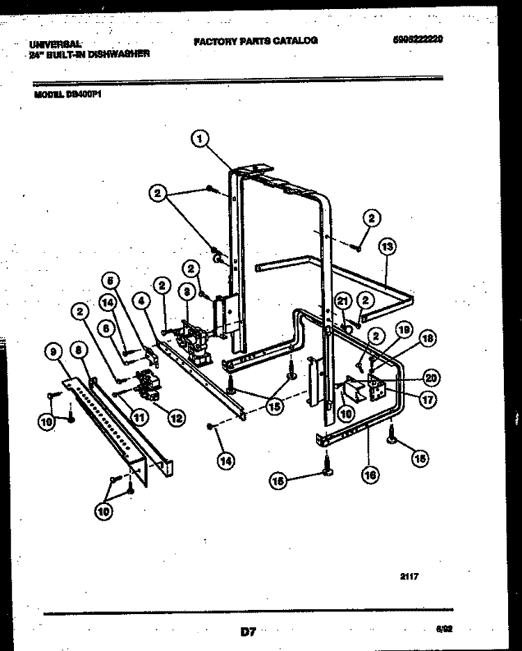 POWER DRY AND MOTOR PARTS Diagram and Parts List for DB400PW1  Frigidaire Dishwasher