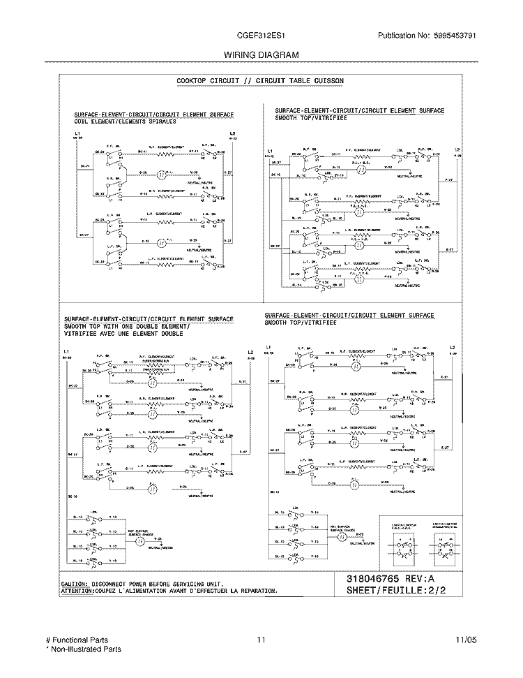 WIRING DIAGRAM Diagram and Parts List for CGEF312ES1  Gibson Range