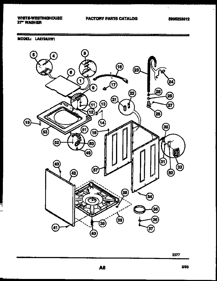 CABINET PARTS Diagram and Parts List for LA272AXW1  Frigidaire Washer