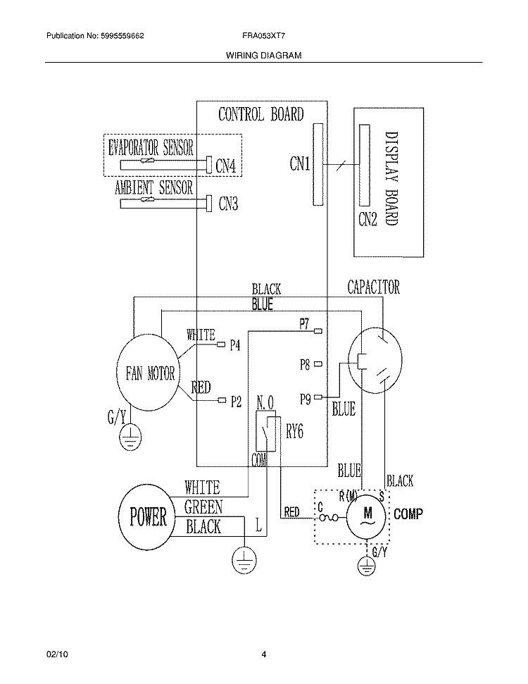 WIRING DIAGRAM Diagram and Parts List for FRA053XT73  Frigidaire Air Conditioner