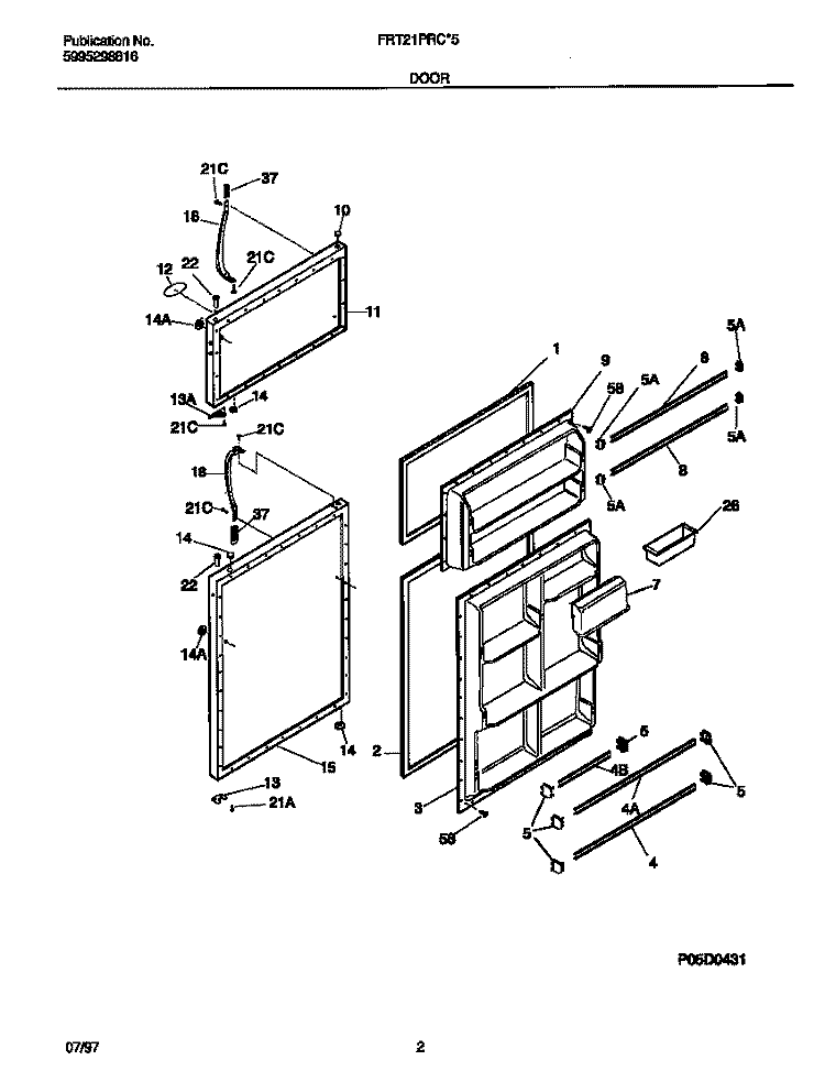 DOOR Diagram and Parts List for FRT21PRCB5  Frigidaire Refrigerator