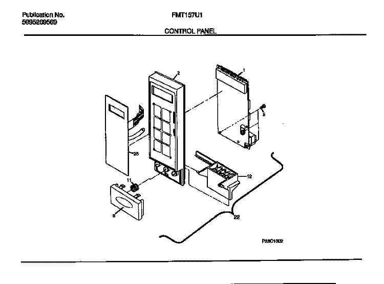 CONTROL PANEL Diagram and Parts List for FMT157U1B0  Frigidaire Microwave