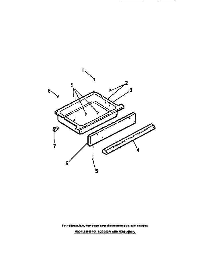 STORAGE DRAWER Diagram and Parts List for REGS36BCW2  Frigidaire Wall Oven