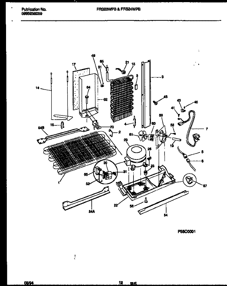 SYSTEM AND AUTOMATIC DEFROST PARTS Diagram and Parts List for FRS24WPBD0  Frigidaire Refrigerator